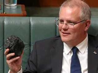 Prime Minister Scott Morrison showed Muppet-like qualities when he took a lump of coal into Parliament and professed his love for a non-renewable, ultimately planet-threatening fuel source that has passed its use-by date. Picture: Kym Smith