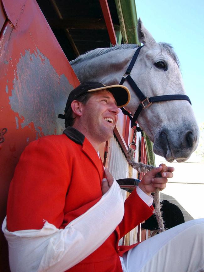 Thomas competed in the World Cup showjumping qualifier while injured in 2003.