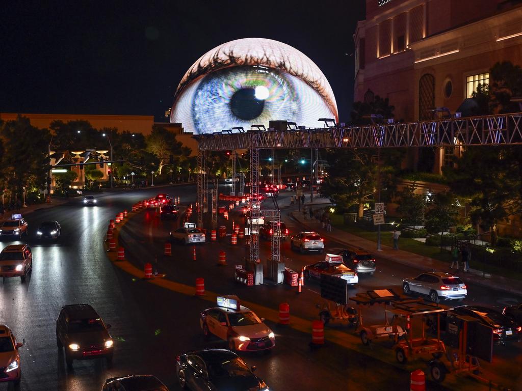 The Sphere keeps an eye over Vegas. With 18,600 seats and standing 111m tall, it is the largest spherical building in the world. Picture: David Becker for the Washington Post