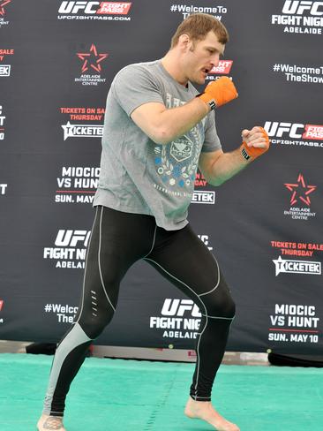 Miocic shadow boxing. Photo: Roger Wyman.