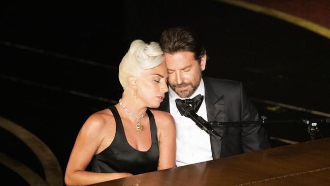 Lady Gaga and Bradley Cooper’s Oscars duet. Picture: Ed Herrera via Getty Images