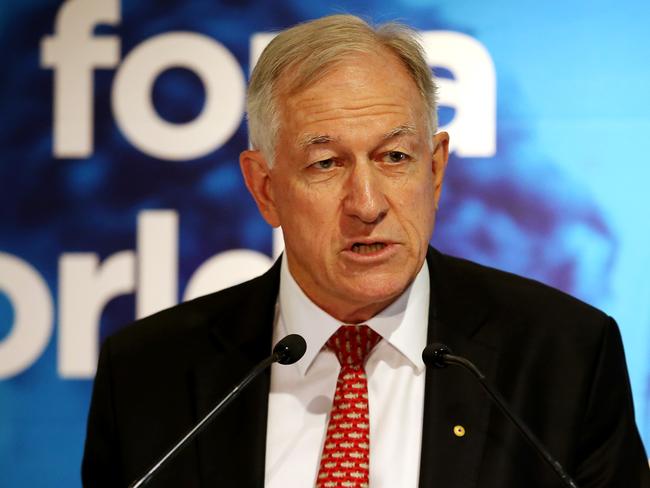 20/02/2019: (L-R) GrainCorp Chairman Graham Bradley at speaking at the annual shareholders meeting, updating on takeover proposal from Long Term Asset Partners. Hollie Adams/The Australian