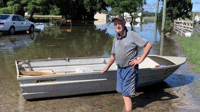 President of South Grafton Aerodrome Committee and President of the South Grafton Aero Club Bob King about to get in his tinnie to go and assess the damage at both locations.