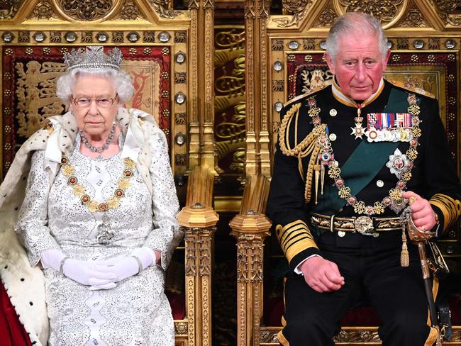 LONDON, ENGLAND - OCTOBER 14: Queen Elizabeth II and Prince Charles, Prince of Wales during the State Opening of Parliament at the Palace of Westminster on October 14, 2019 in London, England. The Queen's speech is expected to announce plans to end the free movement of EU citizens to the UK after Brexit, new laws on crime, health and the environment. (Photo by Paul Edwards - WPA Pool/Getty Images)