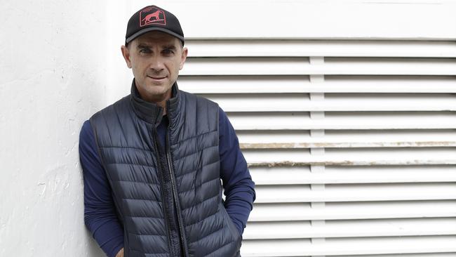 Australia coach Justin Langer outside the team hotel in Manchester in preparation for the fourth Test at Old Trafford. Picture: Getty Images