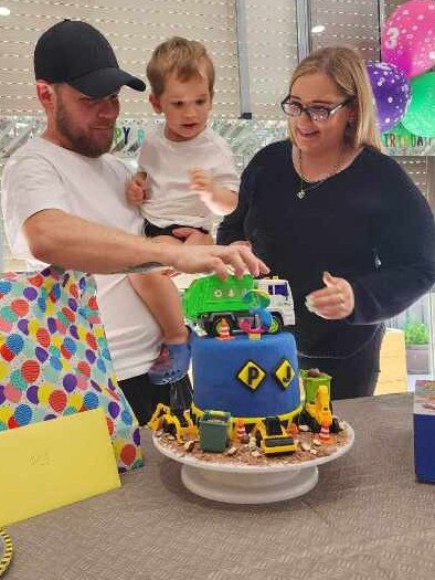 PJ Leyshon with his mum Melissa Del Medico and dad Troy Leyshon. Picture: Supplied by family