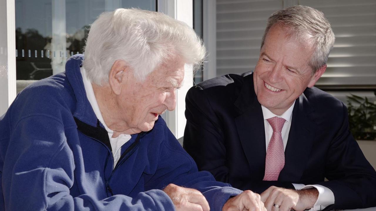 The Labor leader with former Labor Prime Minister Bob Hawke.