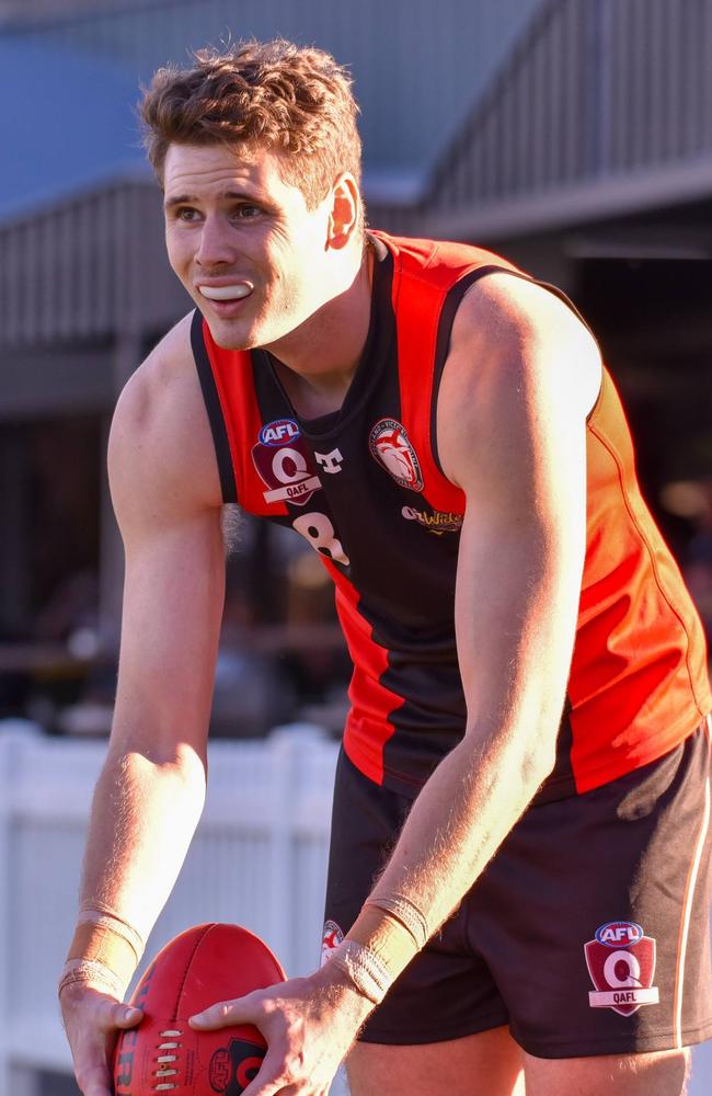 Redland Victoria Point Sharks forward Matt Hammelmann lines up during a match in the QAFL. Picture: Supplied