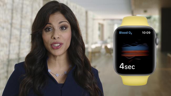 Apple's vice president of Health Sumbul Ahmad Desai discusses the new Blood Oxygen feature that offers users more insight into their overall wellness. Picture: Apple