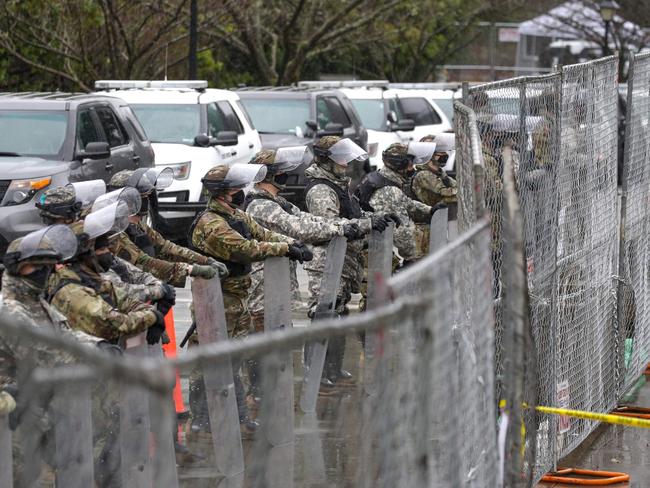 Members of the Washington National Guard surround the Washington State Capitol. Picture: AFP