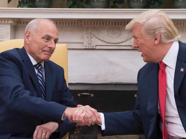 US President Donald Trump shakes hands with newly sworn-in White House Chief of Staff John Kelly at the White House in Washington, DC. Picture: AFP