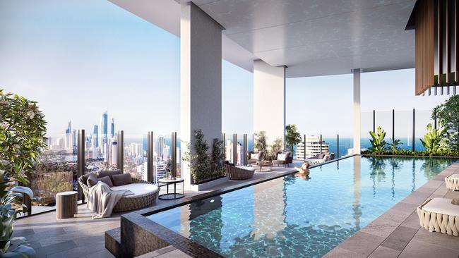 An artist's impression of the residents’ pool at The Star Gold Coast. Photo: Supplied