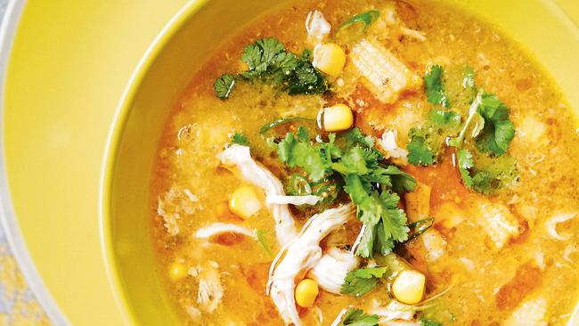 Olivia Andrews’ corn and chicken soup. Picture: Phu Tang