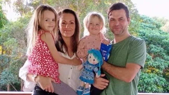 Katrina Darcy-Frelford with young daughters Ayla and Indi and husband Seth. Photo: Contributed.