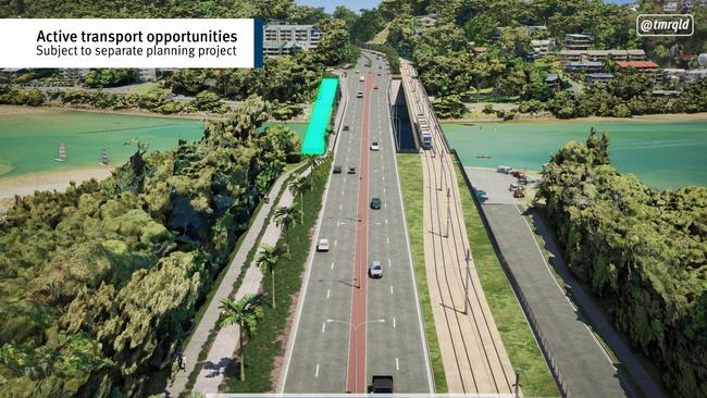 A new pedestrian bridge and light rail bridge are proposed for Currumbin Creek