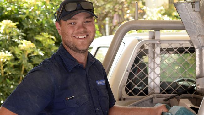 Carpentry apprentice Mitchell Yorke says it’s tradies who are earning the good money. Picture: Jeremy Piper