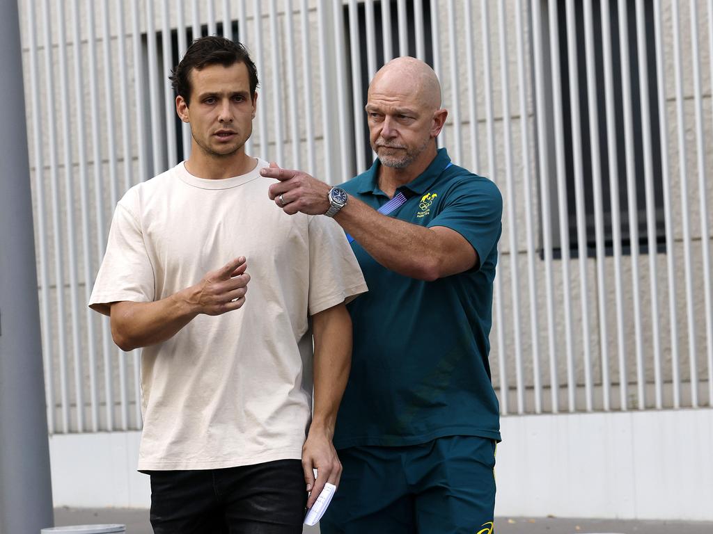 Tom Craig walks free from a Paris Police station after being arrested for allegedly buying cocaine on the streets of Paris on Tuesday night. Picture: Michael Klein