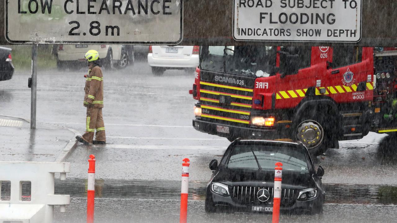 Emergency services respond to a rescue in South Melbourne on Friday. Picture: David Crosling