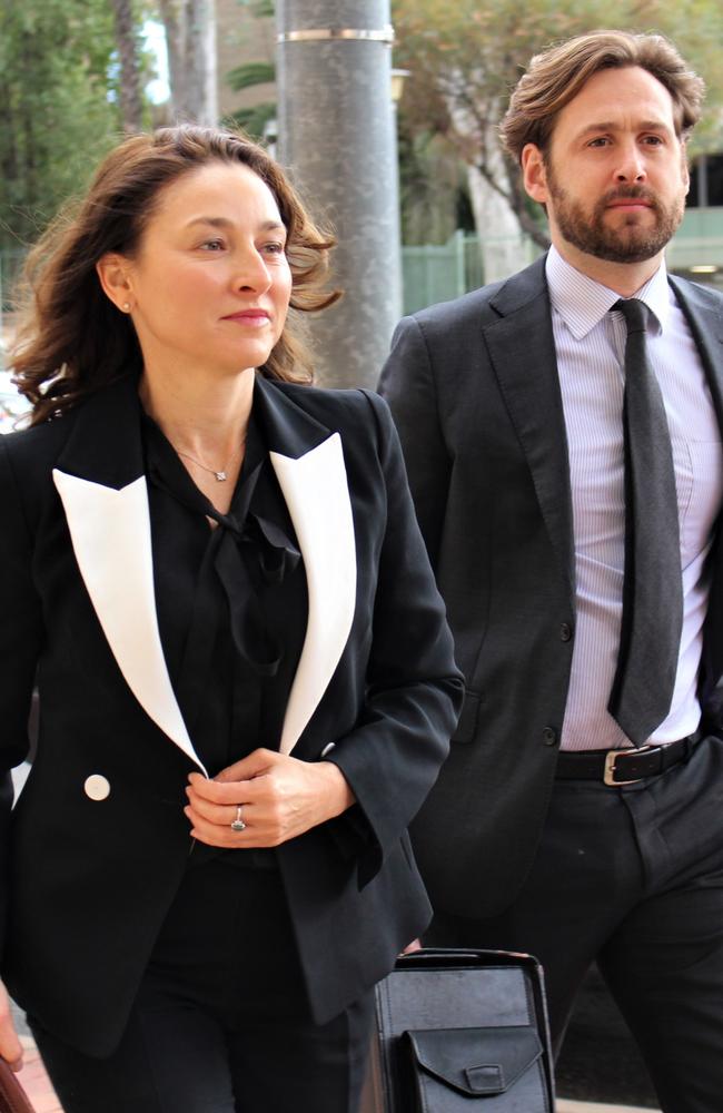 Counsel assisting Peggy Dwyer with colleague Patrick Coleridge, entering the Alice Springs Local Court on September 6, 2022 for the inquest into the death of Kumanjayi Walker. Picture: Jason Walls