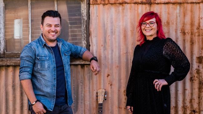 Country singer-songwriters Travis Collins and Allison Forbes, who are both among the nominees for the 49th Golden Guitar Awards, which will be held in Tamworth on January 23 2021. Picture: Antony Hands