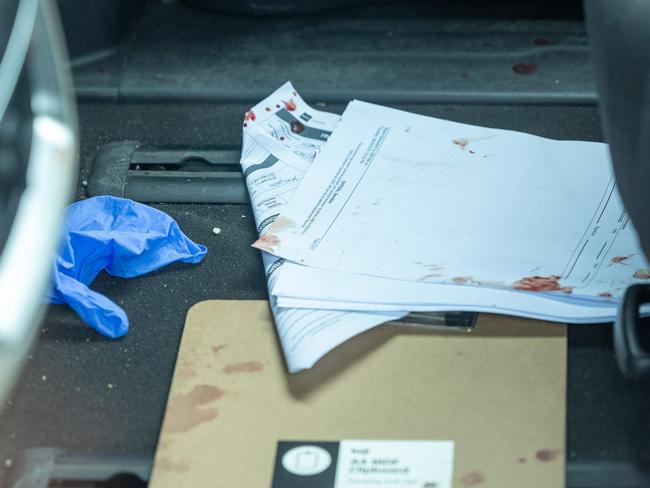 Blood splatter inside the car. Picture Thomas Lisson