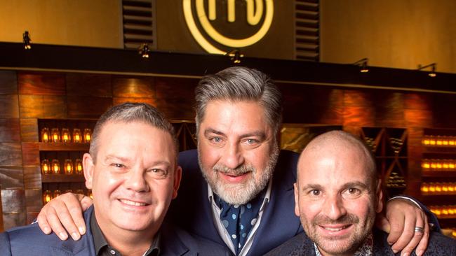 MasterChef’s George Calombaris, Matt Preston and Gary Mehigan. Picture: Jay Town