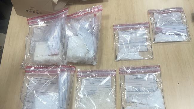 Illicit drugs seized by Tasmania Police. Four people have been charged following three separate searches in the North-West this week, with officers seizing more than 3.5 kilograms of ice. Picture: Tasmania Police