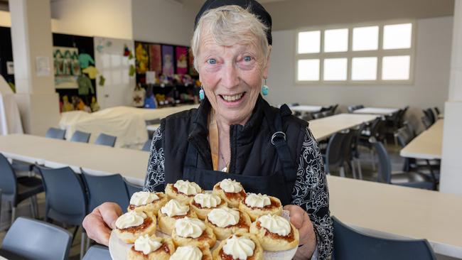 Pam Mawson from the CWA serves up delicious scones. Picture: Jason Edwards