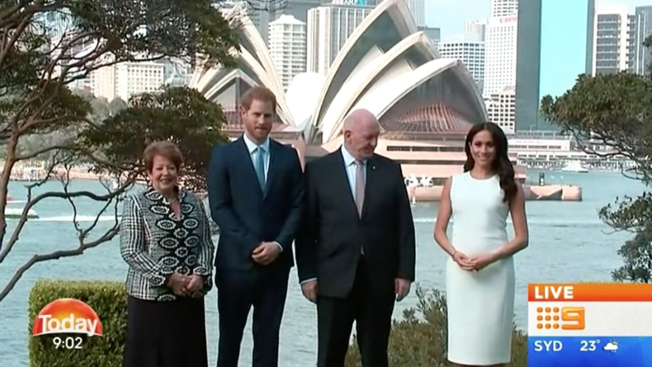 Harry and Meghan meet with Governor-General Peter Cosgrove and Lady Cosgrove this morning.