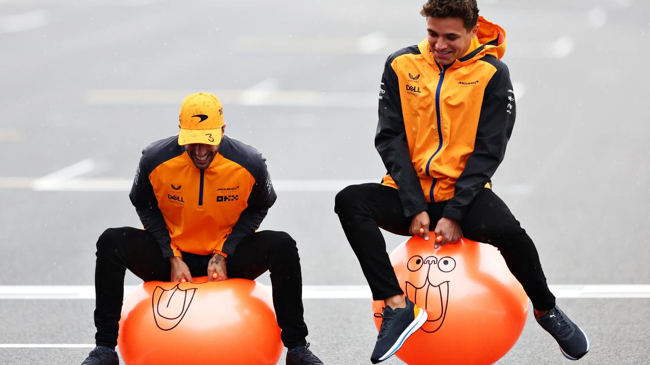 Ricciardo and Norris taking part in a different sort of race when they were teammates last season. (Photo by Clive Rose/Getty Images)