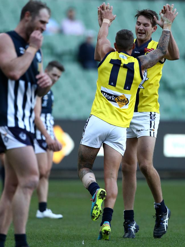 MPNFL’s Scott McLeod celebrates a goal.