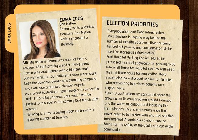 One Nation candidate Emma Eros