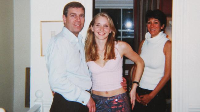 Prince Andrew and Virginia Roberts at Ghislaine Maxwell's townhouse in London, Britain, on March 13 2001. Picture: Florida Southern District Court/Supplied