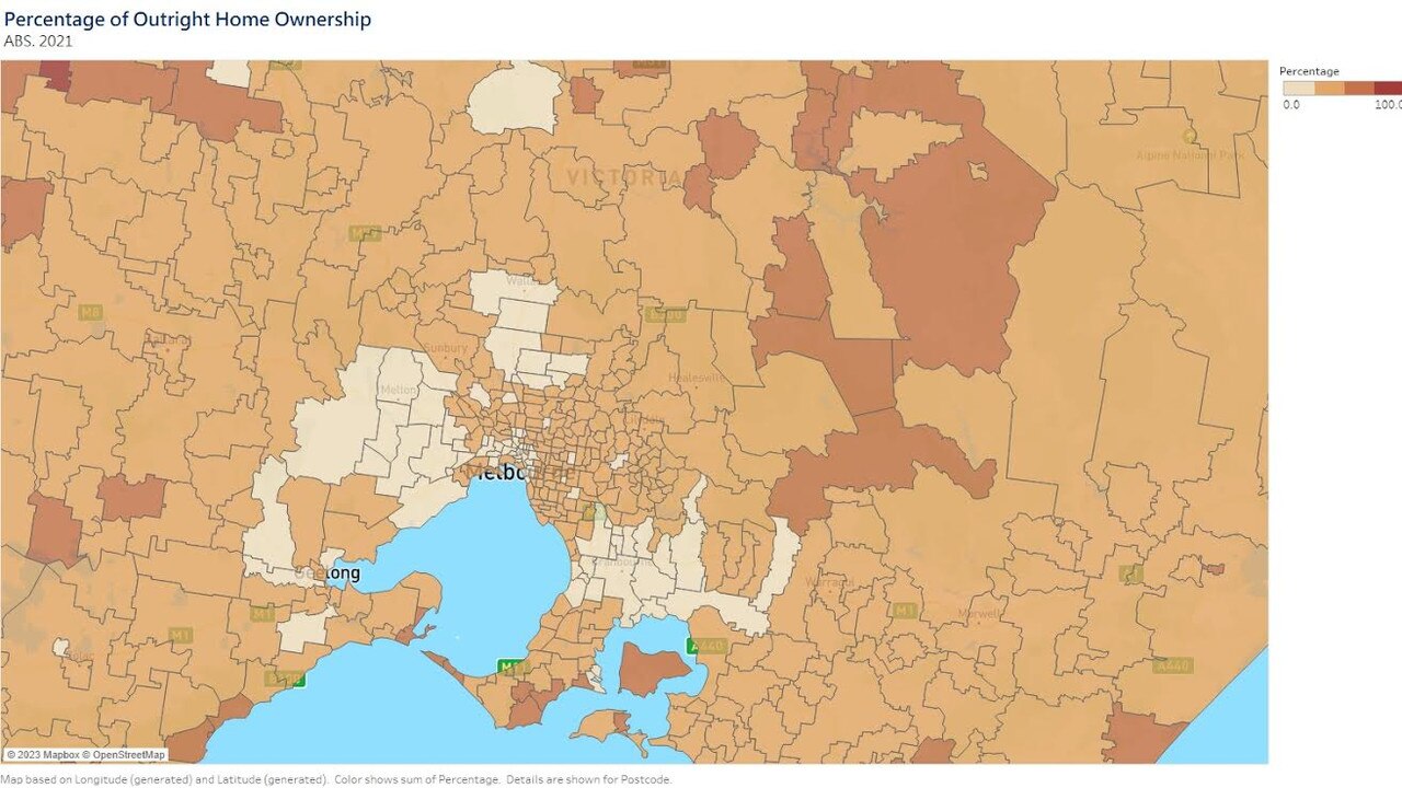 Percentage of outright home ownership in Victoria. Picture: Twitter / Kos Samaras