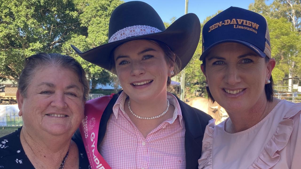 Sue Lohse, Jorja McIntyre and Kelly McIntyre enjoy People's Day at the 2023 Gympie Show.