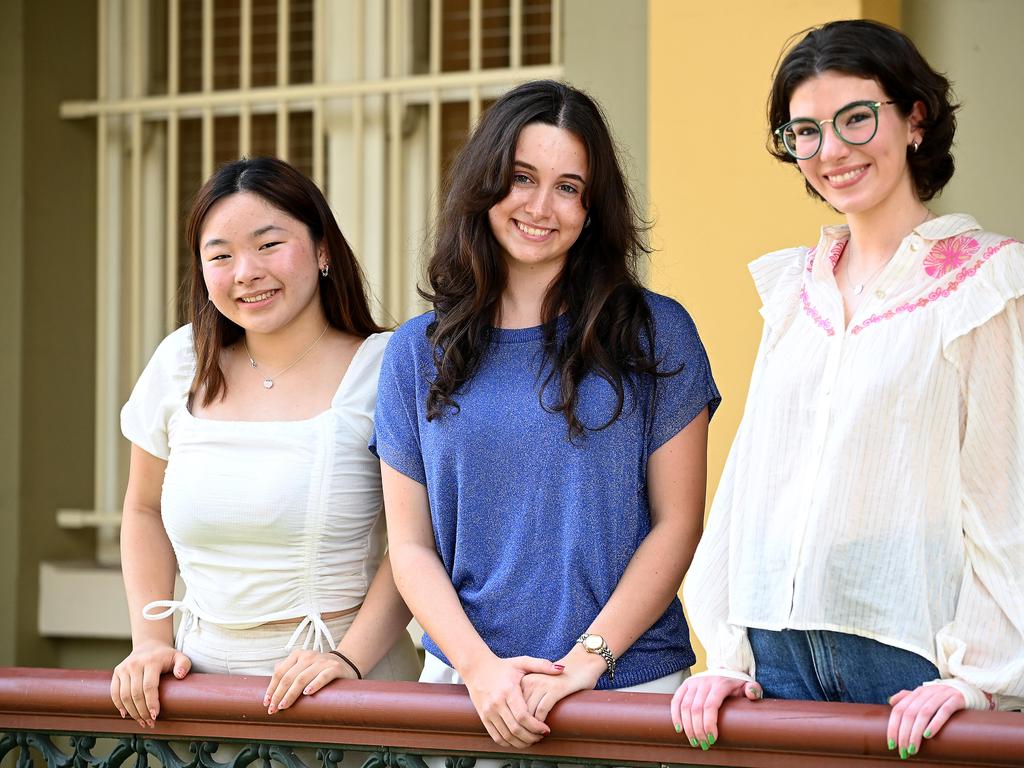 Vicki Chuang, Lillian Blanshard and Josephine Richards Brisbane Girls Grammar Friday December 15, 2023. Picture, John Gass