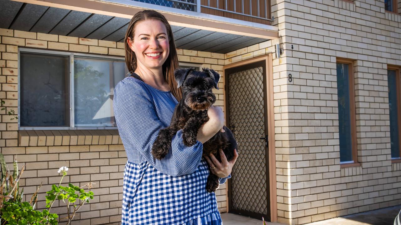 Not-for-profit worker Sarah Badman salary sacrifices her mortgage, superannuation, meals and entertainment. Picture: Nigel Hallett