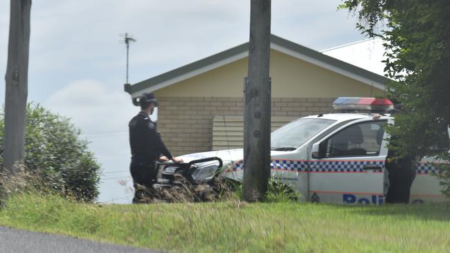 Police stationed in Monkland in search of Gympie murder suspect on Monday morning.