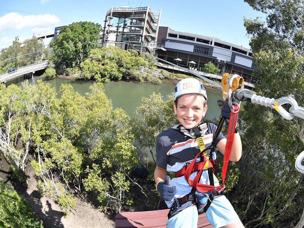 Will Teissl, 11. Official opening of the much-anticipated Next Level Australias largest high ropes course located on Cornmeal Creek at Sunshine Plaza. Picture: Patrick Woods.