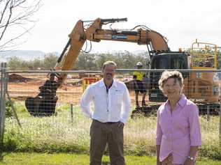 Carinity Brownesholme Village Manager Garry Slik and Kay Clement at the site of the new aged care development in Highfields. Picture: Contributed