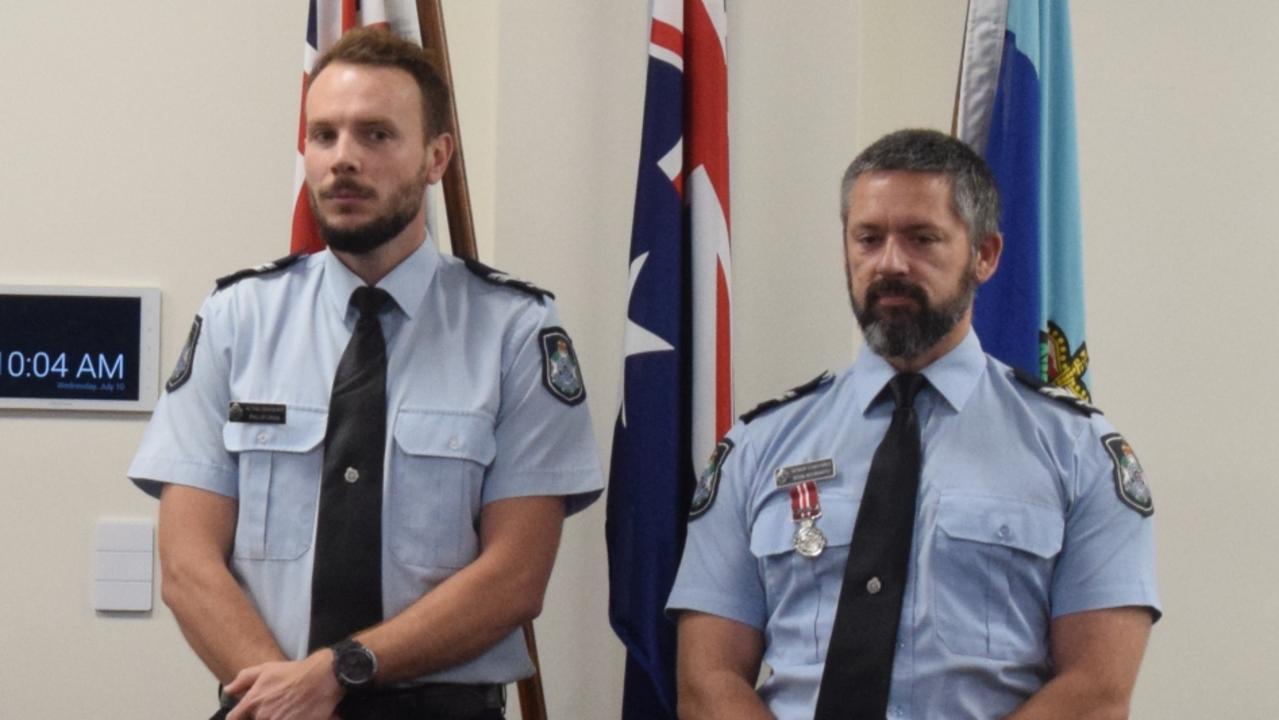 Senior Constable Phillip Criss and Constable Wian Schwartz at the Queensland Police Awards on Wednesday, July 10, 2024. Picture: Aden Stokes