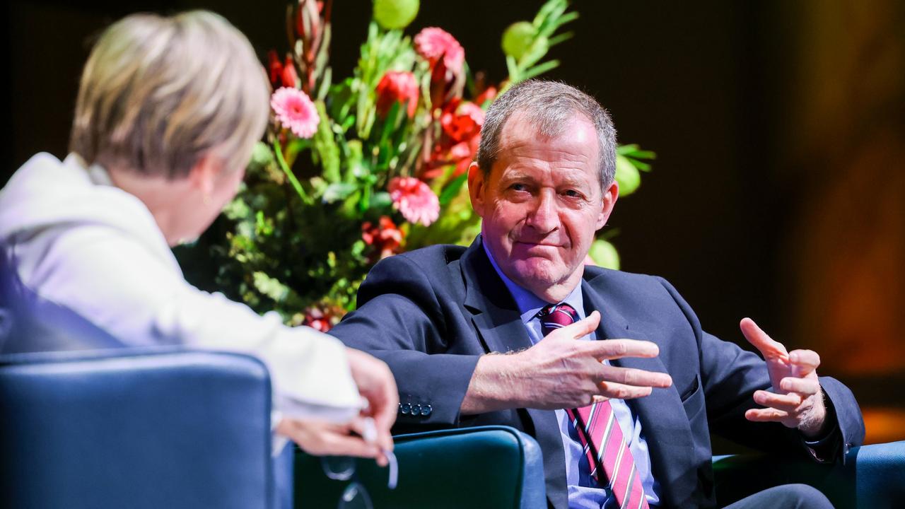 Former UK Labour Party spin doctor Alistair Campbell during a live broadcast of the The Rest is Politics at the 2024 Adelaide Festival. Picture: Supplied