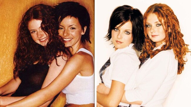 Russian pop duo t.A.T.u, Lena Katina and Julia Volkova.