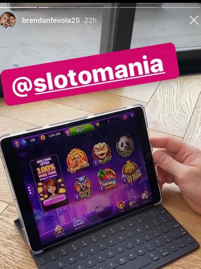 Brendan Fevola promotes Slotmania on Instagram.