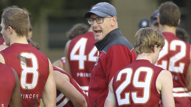 Prince Alfred coach Marty McKinnon called his side’s performance over Rostrevor on Saturday “clearly” its best of the year. Picture: AAP/Dean Martin