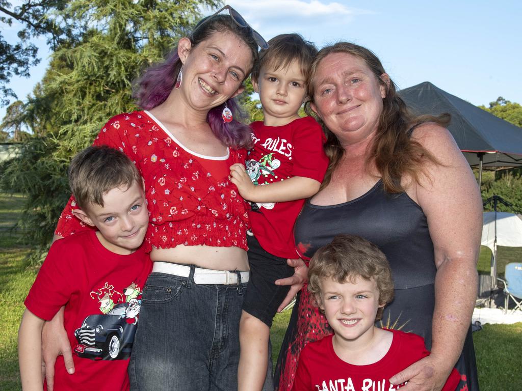 (From left) Alex, Chloe, Harry, Asher and Jackie Adcock. Triple M Mayoral Carols by Candlelight. Sunday 8th December, 2024. Picture: Nev Madsen.