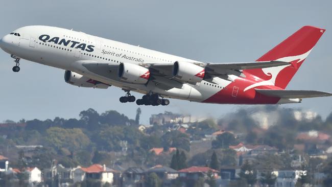 A Qantas Airbus A380 takes off from Sydney airport. Picture: AFP