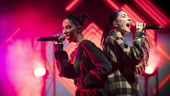 The Veronicas rocking the Royal Hobart Regatta Grounds in Tasmania on December 30, 2020.