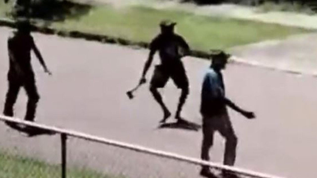 A group of men were seen running after others with the weapons. Source: The Australian