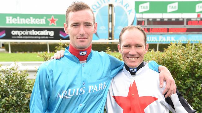 Dan Griffin (right) and Ryan Plumb pictured together before Plumb fell on hard times. Picture: Lawrence Pinder